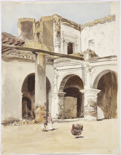 Ruin - starý dům v Chalchicomula, Puebla State, Mexiko (akvarel) od Adela Breton