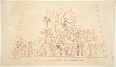 Trasování nástěnné malby z jižní klenby, vnitřní komora, Horní chrám jaguárů, Chichen Itza, Mexiko od Adela Breton