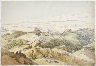Pohled z Cerro de Navajas, Hidalgo, Mexiko (akvarel) od Adela Breton