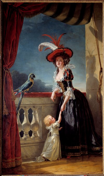 Portrét na nohou Louise Alžběty Francouzské (dcery Ludvíka XV.) vévodkyně z Parmy (1727-1759) a jejího syna Dona Ferdinanda (1751-1802) Obraz Adelaide Labille Guiard (1749-1803) 1788 Sun. 2,72 x 1,6 m od Adelaide Labille-Guiard