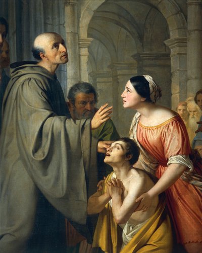 St Mauro Abbot dává zrak mladému slepci od Adeodato Malatesta or Malatesti