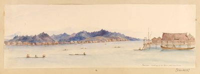 Borneo - pohled na řeku z našeho domu ze Západní Indie, Severní Ameriky a Bornea, cca 1845 (akvarel) od Admiral Sir Edward Gennys Fanshawe