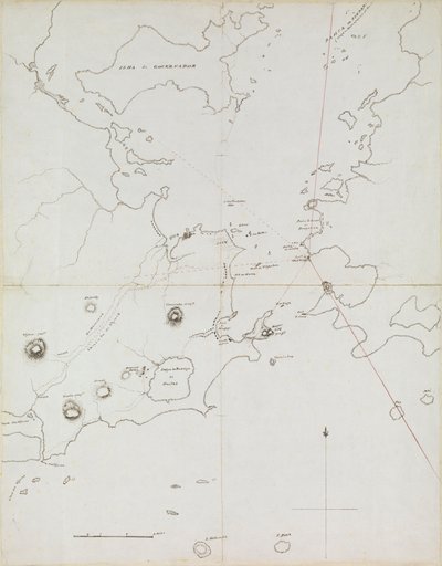 Mapa přístavu Rio de Janeiro, Brazílie, cca 1849 (pero, tuš) od Admiral Sir Edward Gennys Fanshawe