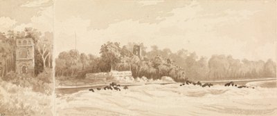"Zničená věž na místě starého města Panama, zničeného bukanýrem Morganem v roce 1670, březen 1850 od Admiral Sir Edward Gennys Fanshawe