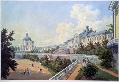 Velký palác Oranienbaum (královské sídlo Ruska), který se nachází v Lomonossov v aglomeraci Petrohradu (velký palác Oranienbaum). Obraz Adolfa Bezemanna (1806-1867). akvarel na papíře od Adolf Besemann