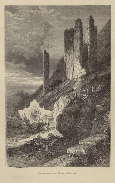 Hřbitov na Monte Serrone (rytina) od Adolf Closs