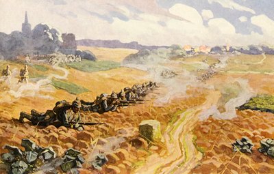Pruská pěchota linie v útoku (barva lito) od Adolf Closs