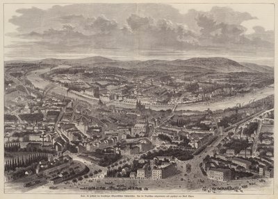 Pohled z ptačí perspektivy na Basilej, Švýcarsko (rytina) od Adolf Eltzner