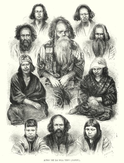 Ainuové ze severního Japonska (litho) od Adolf Neumann