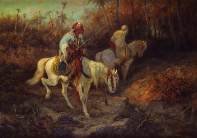 Arabští jezdci na okraji lesa od Adolf Schreyer