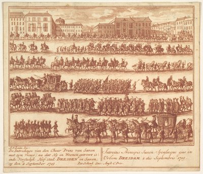 Vjezd saského knížete s manželkou do Drážďan 2. září 1719, po..., ca. 1700-1755. od Adolf van der Laan