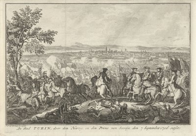Reliéf Turína, 1706 Město Turín, znesvěcené vévodou a princem Savojským dne 7. září 1706 (název na předmětu) od Adolf van der Laan