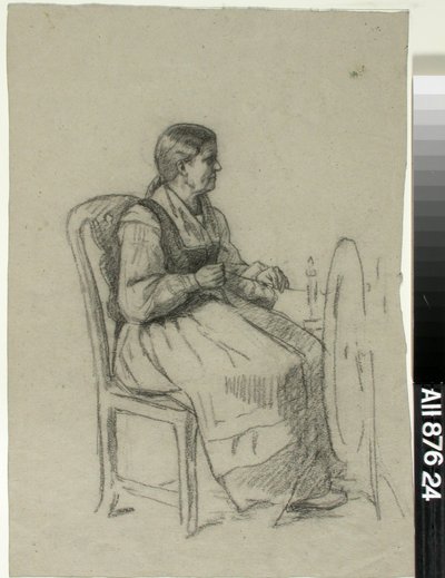 Spinning woman od Adolf von Becker