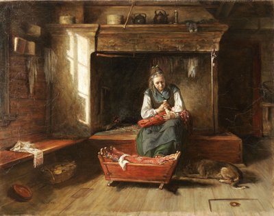 Krmení malého dítěte od Adolf von Becker