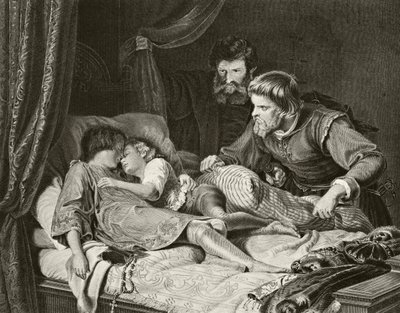 Zavraždění princů Edwarda a Richarda v londýnském Toweru, z knihy "The National and Domestic History of England" od Williama Hickmana Smithe Aubreyho (1858-1916) vydané v Londýně kolem roku 1890 (litografie). od Adolf von Hildebrand