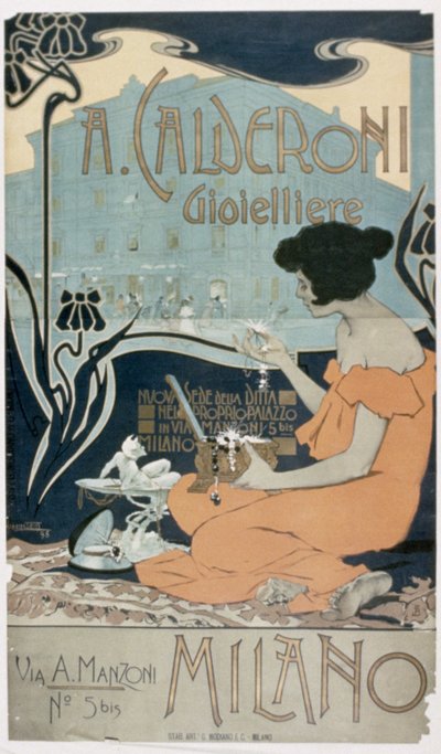Reklama na "A. Calderoni, Jeweller, Milan od Adolfo Hohenstein