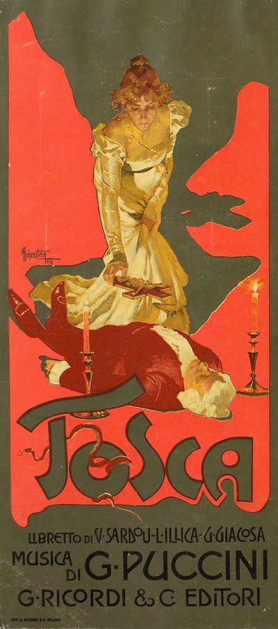 Plakát k opeře Tosca od G. Pucciniho, 1899. od Adolfo Hohenstein