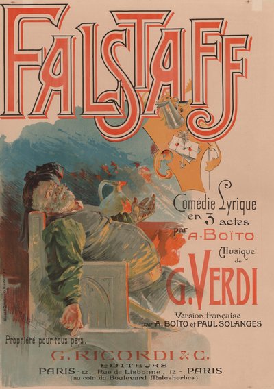 Plakát k opeře Falstaff od Giuseppe Verdiho, 1894. od Adolfo Hohenstein