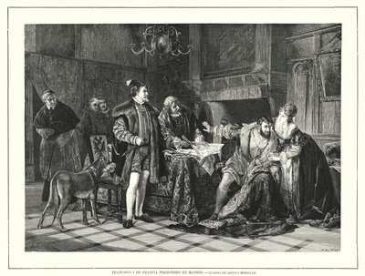 Francouzský král František I. uvězněn v Miláně po porážce v bitvě u Pavie od Adolph (after) Treidler