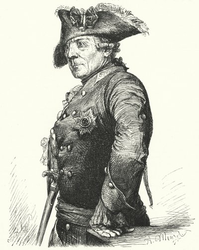Fridrich Veliký, král Pruska (rytina) od Adolph Friedrich Erdmann von (after) Menzel