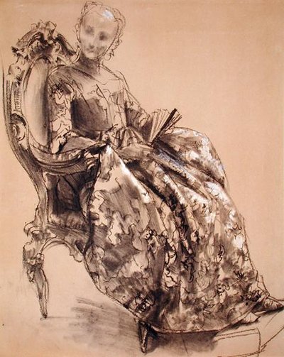 Studie princezny Amalie z Pruska (křída na papíře) od Adolph Menzel