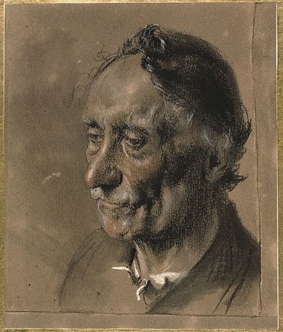 Hlava starého muže, kolem roku 1850 (uhl a pastel na papíře) od Adolph Menzel