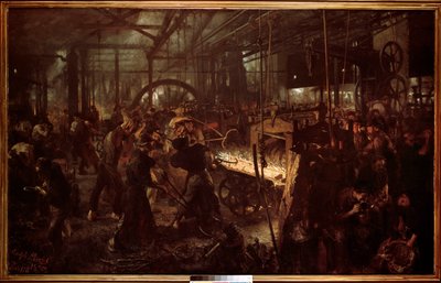 Hutnictví: ""Válcovna, práce v kovárně"" Obraz Adolfa Menzela (1815-1905) od Adolph Menzel