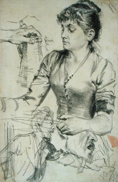 Studie za příspěvek (tužka s tužkou na papíře) od Adolph Menzel