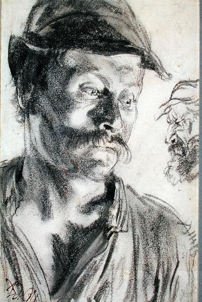 Studie pro The Ironmongers (uhlí na papíře) od Adolph Menzel