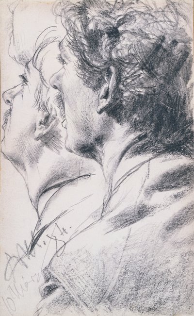 Hlava mladého muže v profilu vlevo, 1884 od Adolph Menzel