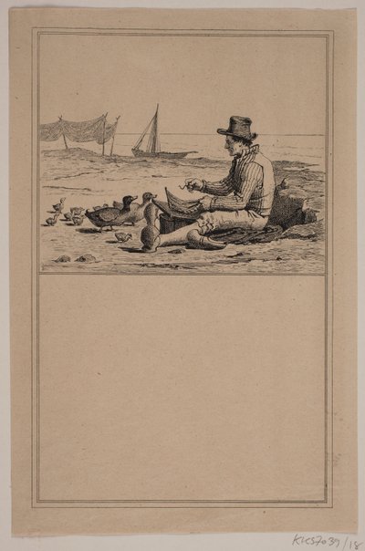 Rybář a kachna. Ne. 17 v Chr. Winther a M. Rørbye, "25 obrázků pro malé děti" od Johan Adolph Kittendorff