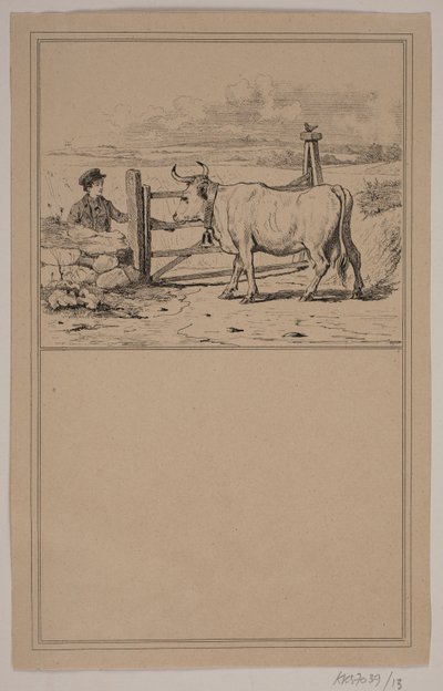 Kráva a chlapec. Ne. 12 v Chr. Winther a M. Rørbye, "25 obrázků pro malé děti" od Johan Adolph Kittendorff