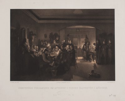 Umělci se večer sešli ve Finckově kavárně v Mnichově. od Johan Adolph Kittendorff
