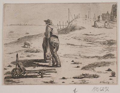 Pobřežní část se stojícími rybáři od Johan Adolph Kittendorff