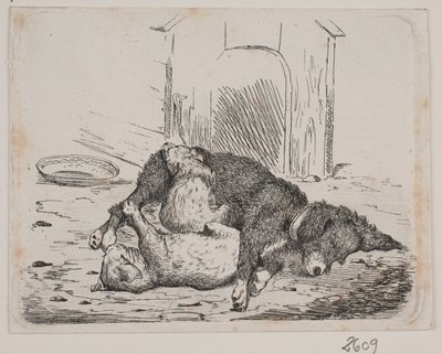 Vodítko psa se štěnětem od Johan Adolph Kittendorff