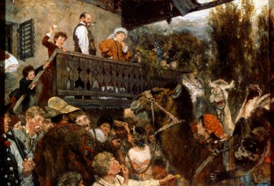 Putovní cirkus Cameleers v Partenkirchenu, 1884. od Adolph Menzel