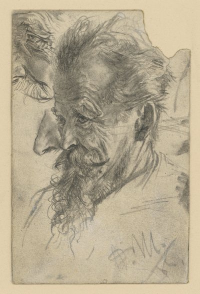 Hlava staršího muže s bradkou a dalšími detaily od Adolph Menzel
