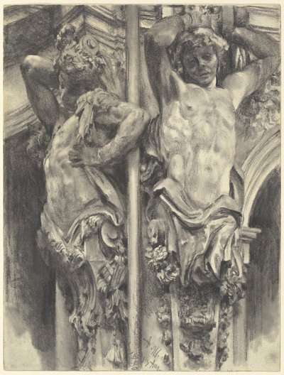 Atlanti na nástěnném pavilonu drážďanského Zwingeru od Adolph Menzel