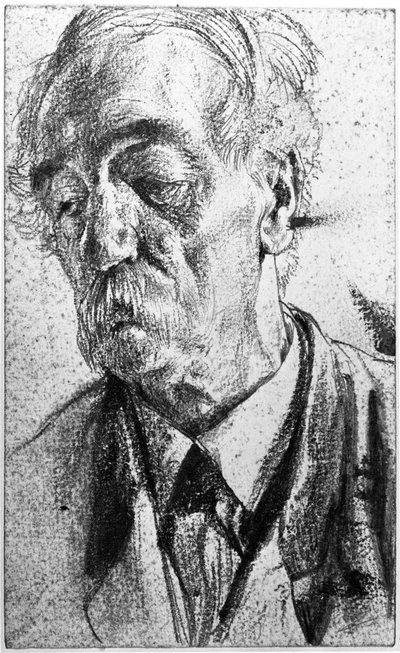 Portrét staršího muže s knírkem od Adolph Menzel