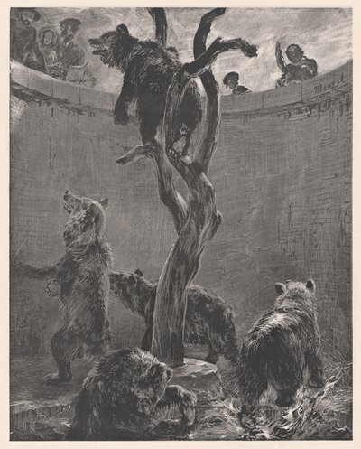 Medvědí klec v zoologické zahradě (The Bear Pit in the Zoological Gardens) od Adolph Menzel