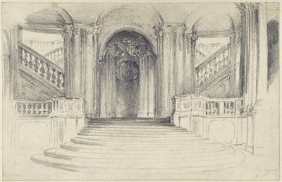 Schodiště vedoucí do dvora u Wallpavillonu v areálu Zwinger v Drážďanech od Adolph Menzel