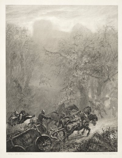 Esej o kameni se štětcem a škrabkou: The Convoy of Prisoners through a Woods, 1851. od Adolph Menzel