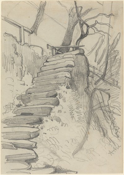 Let kamenných schodů v zahradě od Adolph Menzel
