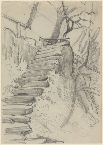 Schodiště z kamene v zahradě od Adolph Menzel
