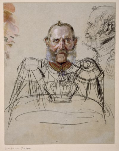 Generál Karel hrabě von der Groeben. Studie k obrazu „Korunovace Viléma I. v Královci“ od Adolph Menzel