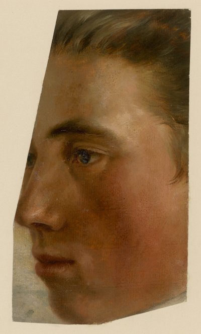 Profil mužské tváře po levé straně od Adolph Menzel