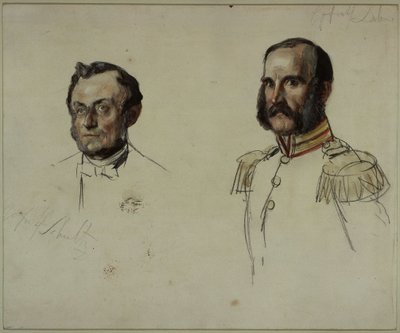 Dvorní rad E. Dohme, dvorní rad Schulz. Studie k obrazu „Korunovace Viléma I. v Königsbergu“ od Adolph Menzel