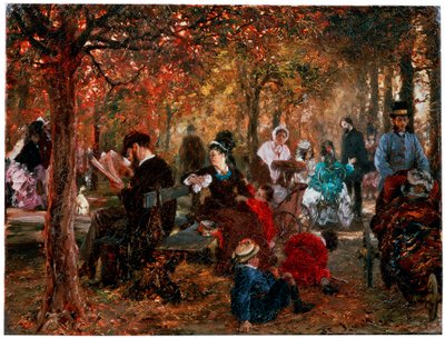 V Jardin de Luxembourg Vzpomínka na Jardin de Luxembourg, 1876. od Adolph Menzel
