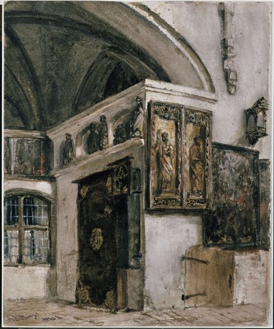 Interiér klášterního kostela v Berlíně od Adolph Menzel