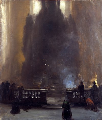 Interiér kostela (barokní oltář) od Adolph Menzel